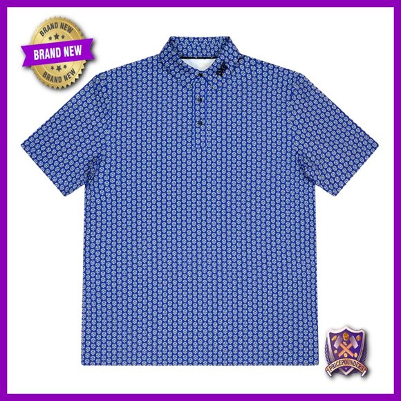 Moisture-Wicking Polo Shirt with Skull Print Snap Button Closure